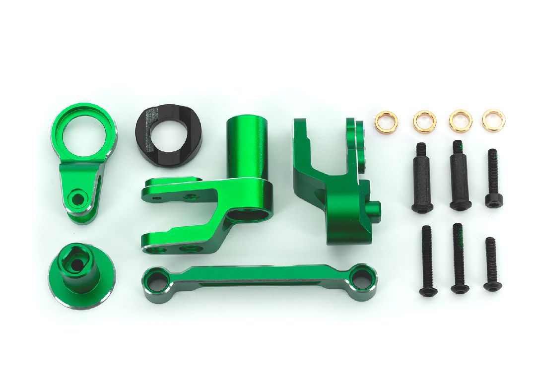 Traxxas Steering bellcranks, draglink, green-anodized aluminum - Click Image to Close