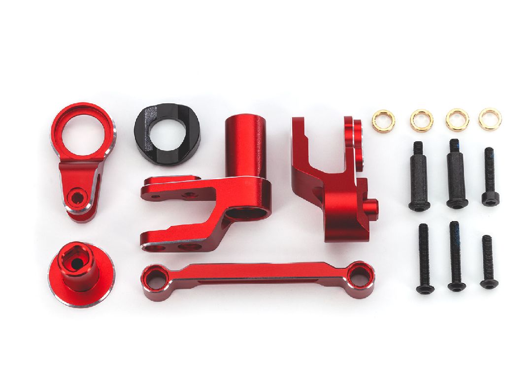 Traxxas Steering bellcranks, draglink, red-anodized aluminum - Click Image to Close