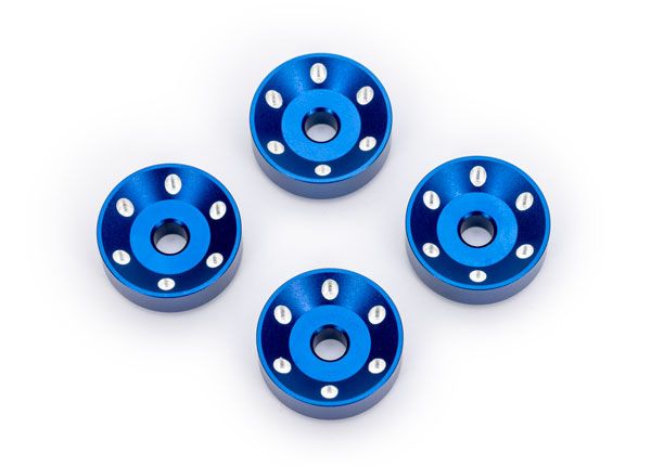 Traxxas Wheel washers, machined aluminum, blue (4)