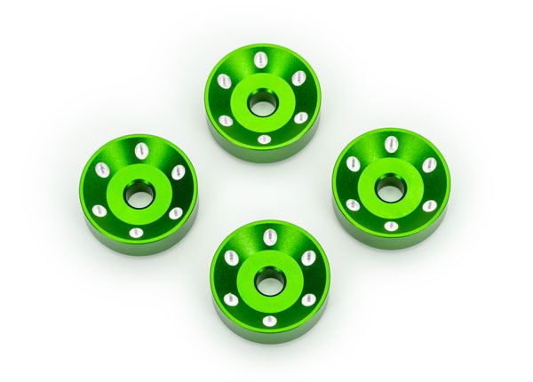 Traxxas Wheel washers, machined aluminum, green (4)