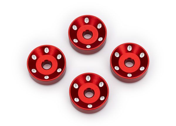 Traxxas Wheel washers, machined aluminum, red (4)