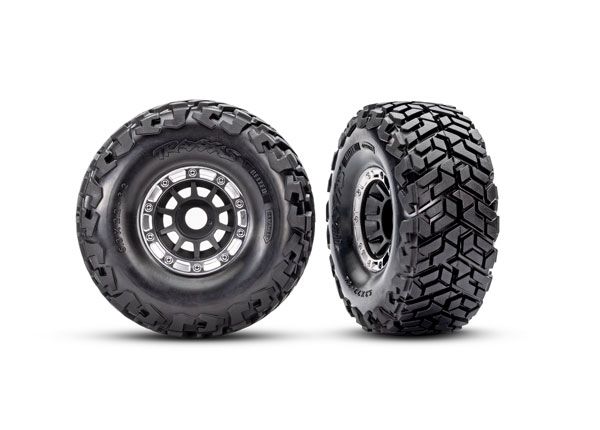 Traxxas Tires & wheels, Maxx Slash belted tires on satin wheels - Click Image to Close
