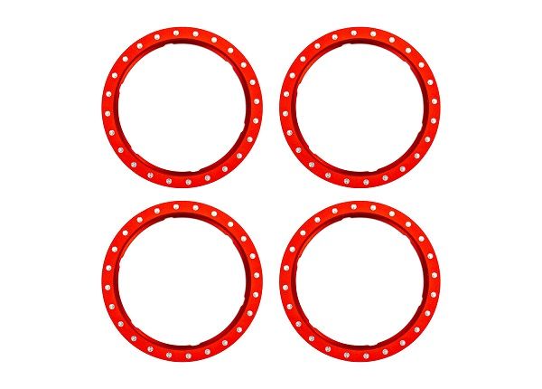Traxxas Beadlock rings, red (machined aluminum) (4)