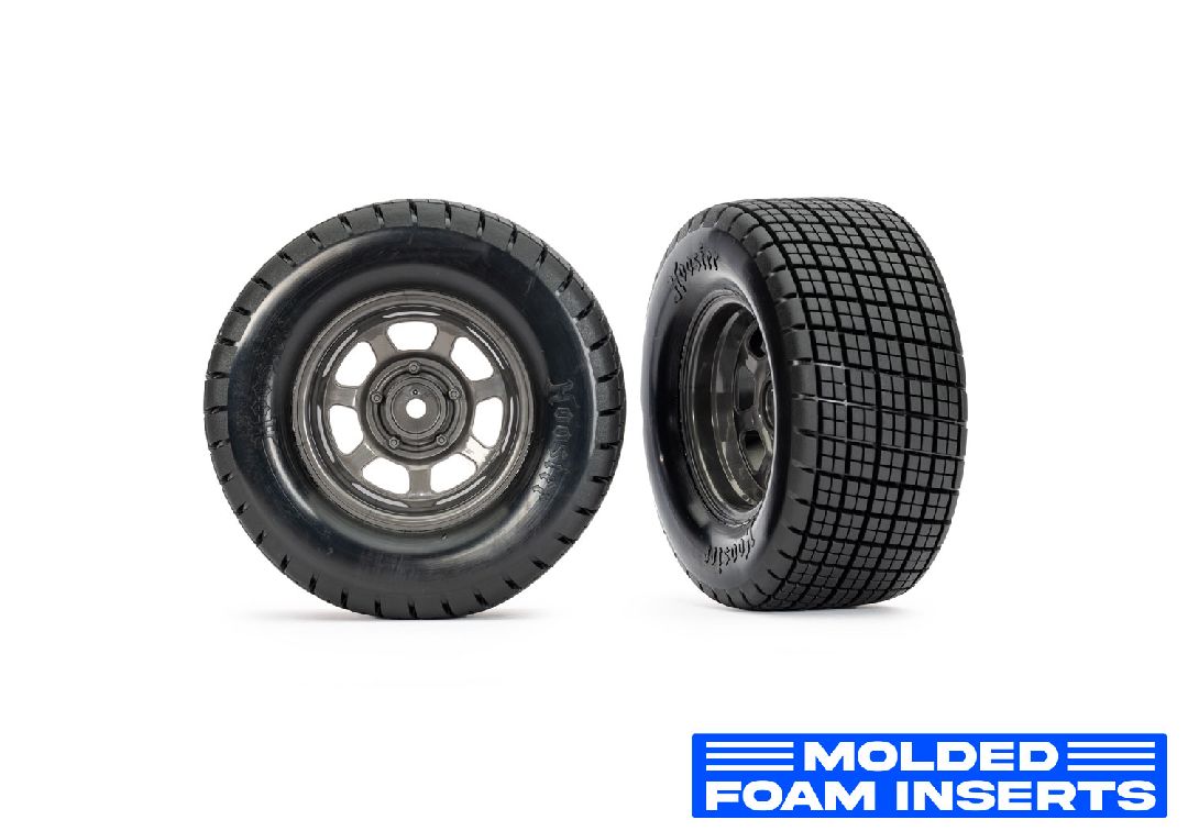 Traxxas Dirt Oval Gray Front Wheels w/ Hoosier Tires (2)