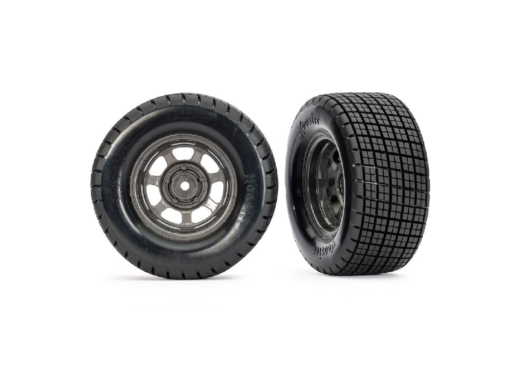 Traxxas Dirt Oval Gray Front Wheels w/ Hoosier Tires (2)