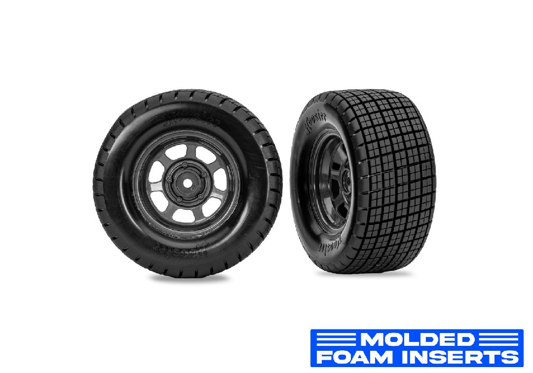 Traxxas Dirt Oval Gray Rear Wheels w/ Hoosier Tires (2)
