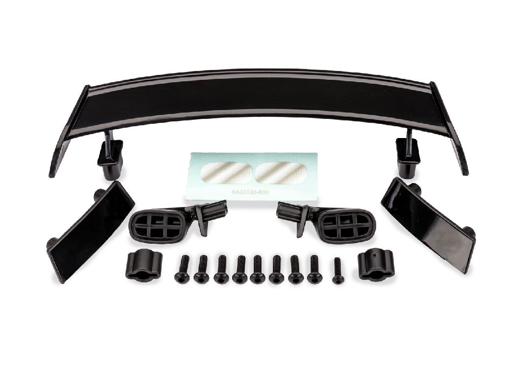 Traxxas Mirrors, side, black, mirror, spoiler, bumper inserts