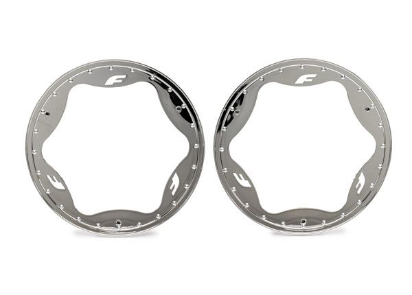 Traxxas Beadlock rings, rear, chrome (4.3") (2)