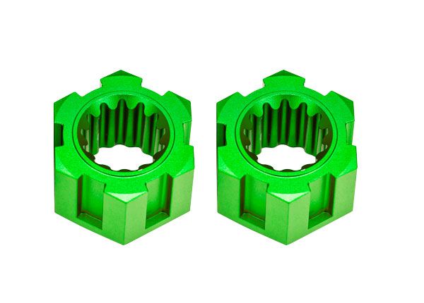 Traxxas Wheel hubs, hex, front (6061-T6 aluminum, green-anodized) (2)