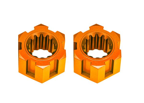 Traxxas Wheel hubs, hex, front (6061-T6 aluminum, orange-anodized) (2)