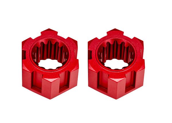 Traxxas Wheel hubs, hex, front (6061-T6 aluminum, red-anodized) (2)