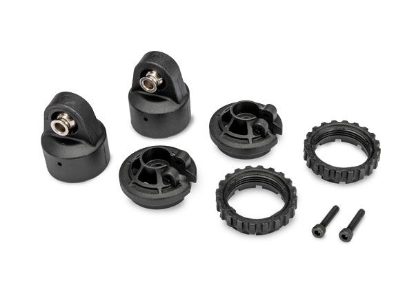 Traxxas Shock caps, GT-Maxx shocks (for 4mm pins)/ spring perch/ adjusters/ 2.5x14 CS (2) (for 2 shocks)