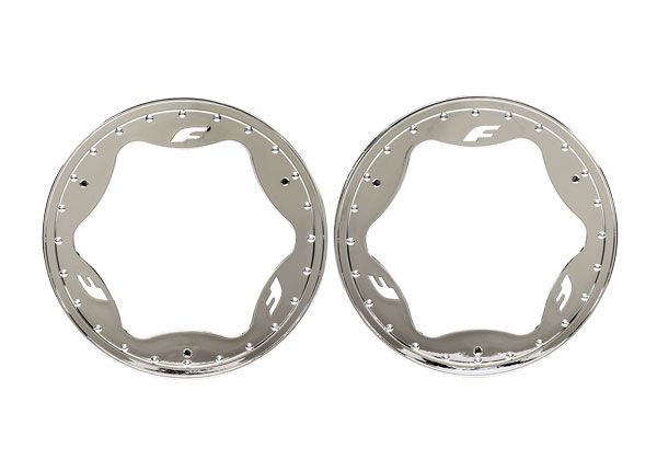 Traxxas Beadlock rings, rear, chrome (3.9") (2)