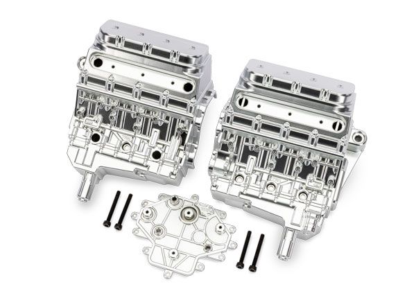 Traxxas Engine block, satin chrome/ 3x25mm CS (4)