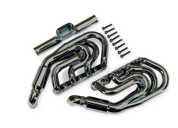 Traxxas Engine exhaust, black chrome/ 2.5x12mm CS (8)