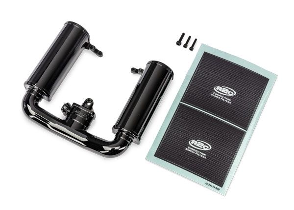 Traxxas Engine intake, black/ 3x12mm CS (1)/ 2.5x12mm CS (2)