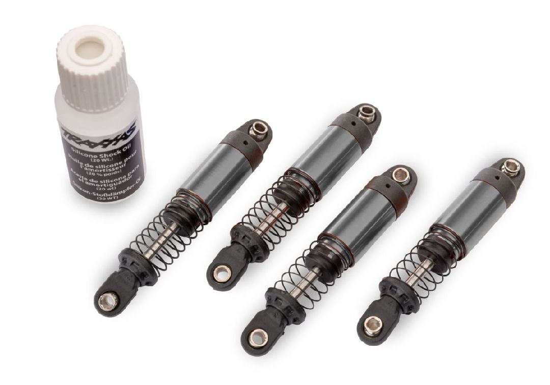 Traxxas Shocks, GTM Pro, Aluminum (w/springs) - Gray (4)