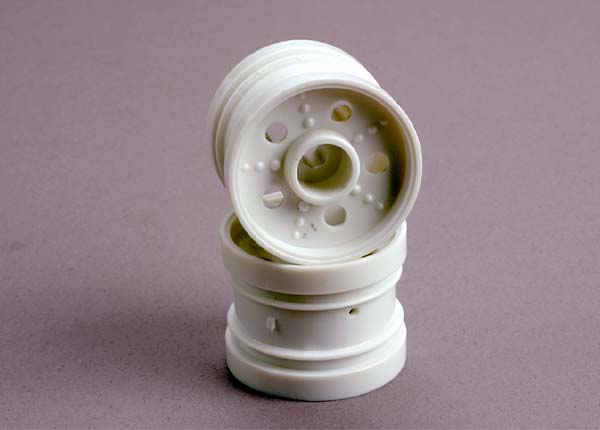 Traxxas Wheels, White (Rear) (2) (Tom Cat) - Click Image to Close