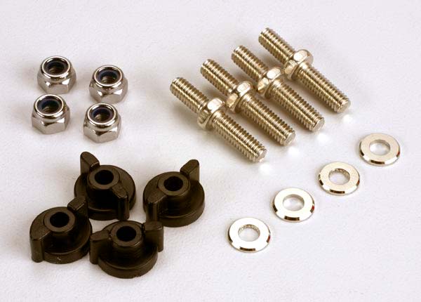 Traxxas Anchoring Pins With Locknuts (4)/ Plastic Thumbscrews For Upper Deck (4)