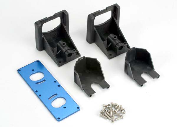 Traxxas Motor Mounting Bracket/ Gear Cover (2)/ Motor Plate, T6 Aluminum (1)/ 3x10 Rm (8)/ 3x10cs (4) This Part Replaces Part #1521