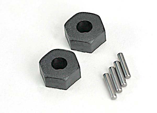 Traxxas Wheel hubs, hex (2)/ stub axle pins (2) - Click Image to Close