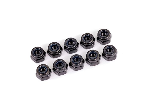 Traxxas Nuts, 4mm Nylon Locking, Black (10)