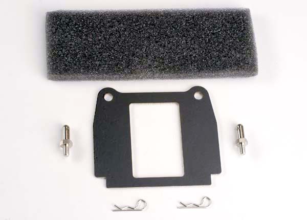 Traxxas Hold-Down Plate, Battery/ Hold-Down Posts (2)/ Foam Adhesive Pads (2)/ Body Clips (2)