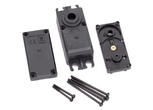 Traxxas Servo case, plastic (top, middle, bottom)/ gaskets/ hardware (for 2250, 2255 servos)