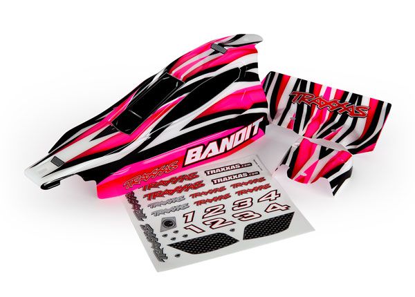 Traxxas Body, Bandit, Pink Painted, Decals Applied - Click Image to Close