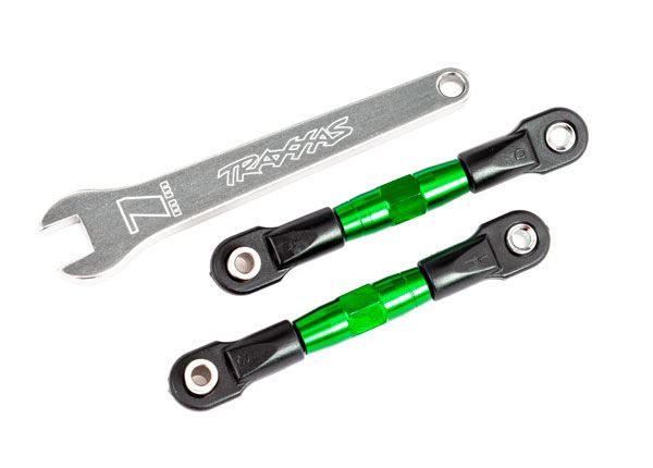 Traxxas Camber links, rear (TUBES green-anodized, 7075-T6 aluminum, stronger than titanium) (2) (assembled with rod ends and hollow balls)/ aluminum wrench (1) (fits Drag Slash)