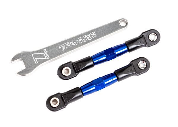 Traxxas Camber links, rear (TUBES blue-anodized, 7075-T6 aluminum, stronger than titanium) (2) (assembled with rod ends and hollow balls)/ aluminum wrench (1) (fits Drag Slash)