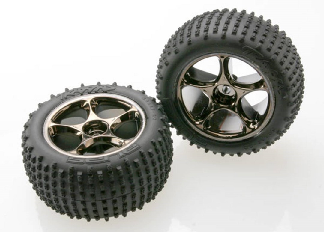 Traxxas Tires & Whls (Tracer 2.2" Blk Chrme Whls/Alias tires)(2) - Click Image to Close