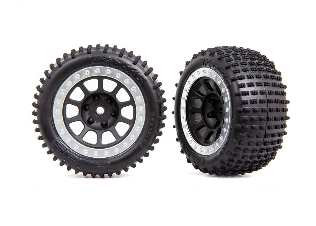 Traxxas Rear Black/Satin Beadlock w/ Alias Tires - Click Image to Close