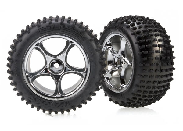 Traxxas Alias 2.2" Rear Pre-Mounted Tires (2) (Bandit) (Chrome) - Click Image to Close