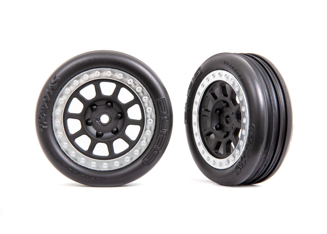 Traxxas Front Black/Satin Beadlock w/ Alias Tires - Click Image to Close