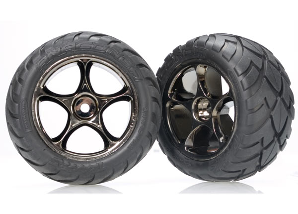 Traxxas Anaconda Rear Tires 2.2" w/Tracer Wheels (2) Blk Chrome