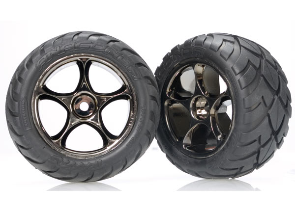 Traxxas Anaconda Rear Tires 2.2" w/Tracer Wheels (2) Blk Chrome - Click Image to Close