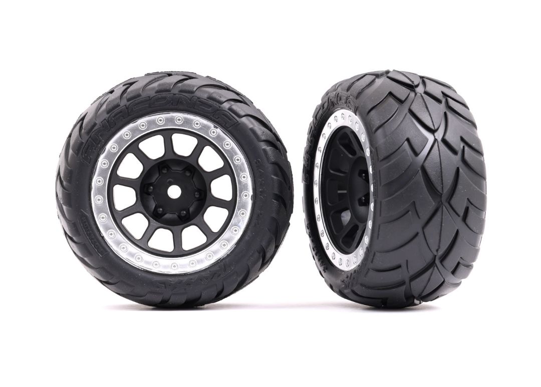 Traxxas Rear Black/Satin Beadlock w/ Anaconda Tires