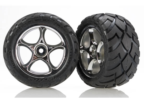 Traxxas Anaconda Rear Tires w/Tracer Whls (2) (VXL Bandit) (Chr) - Click Image to Close