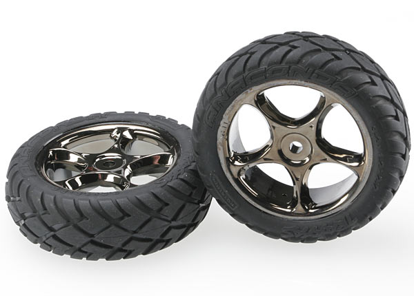 Traxxas Tires & wheels Tracer 2.2" Black Chrome - Click Image to Close