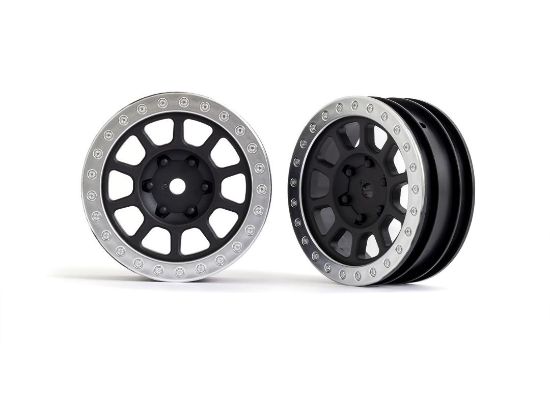 Traxxas Front Black/Satin Beadlock Wheels - Click Image to Close