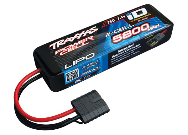 Traxxas 5800mAh 2S 7.4V 25C LiPo iD Connector Soft Case - Click Image to Close