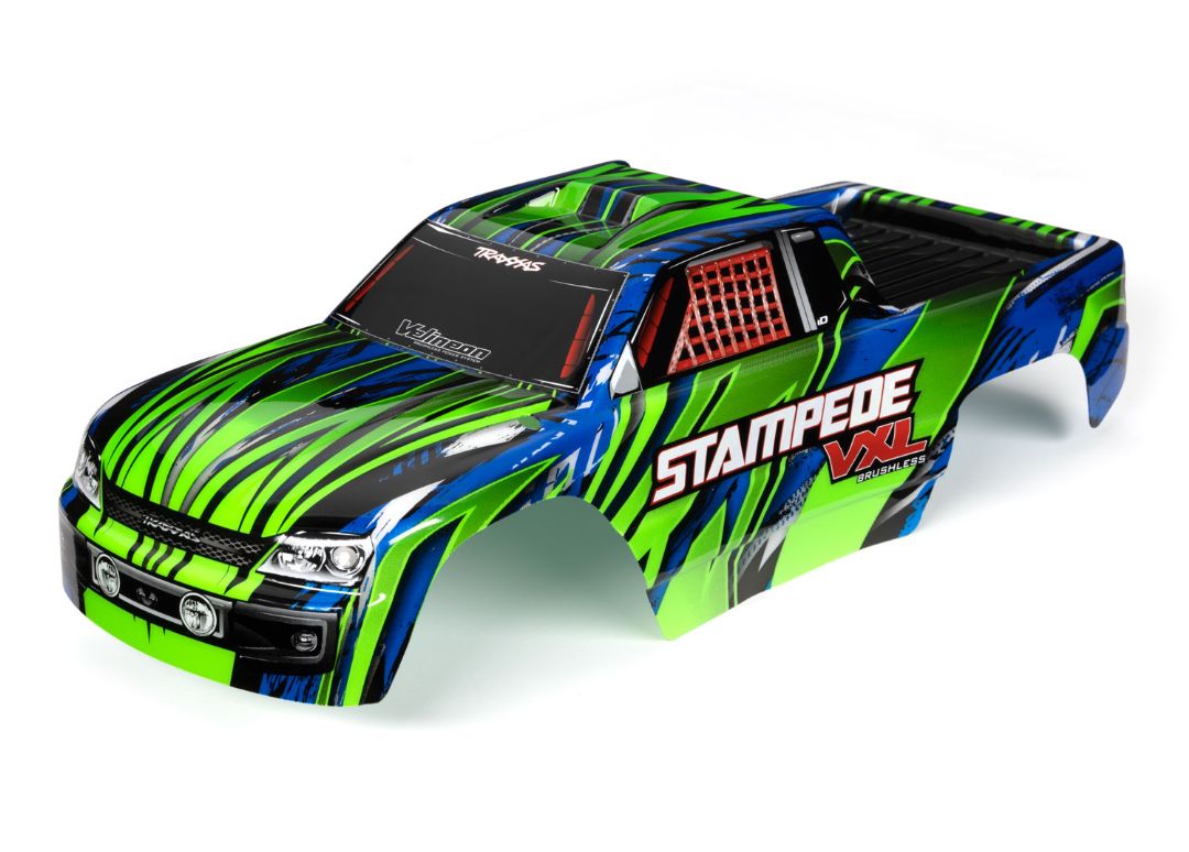 Traxxas Body, Stampede VXL, Green & Blue (Painted) - Click Image to Close