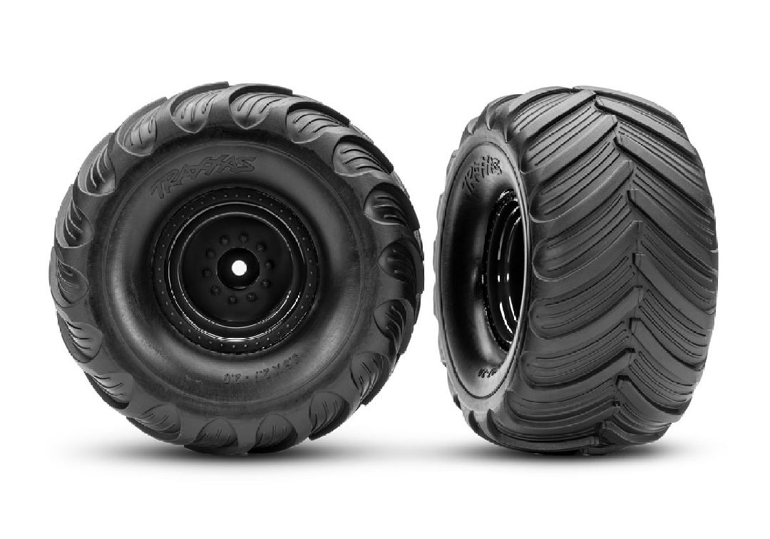 Traxxas Terra Groove Tires mounted on black wheels (2)(front)