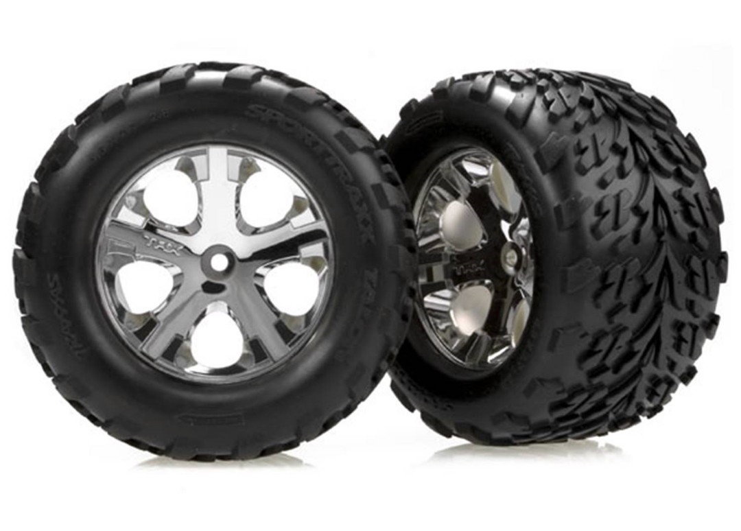 Traxxas 2.8" Talon Rear Tires w/All-Star Chrome Wheels (2)