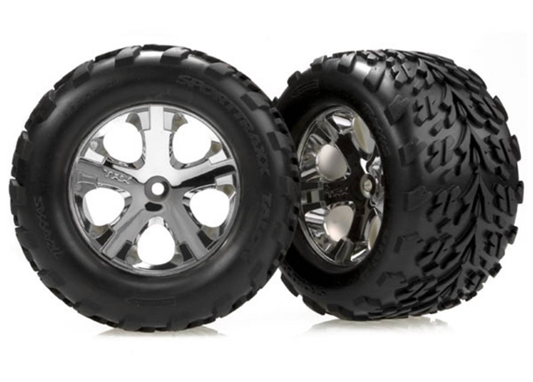 Traxxas 2.8" Talon Rear Tires w/All-Star Chrome Wheels (2) - Click Image to Close