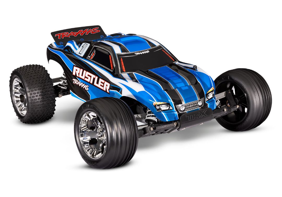 Traxxas Rustler 1/10 RTR Stadium Truck Blue XL-5 DC Charger