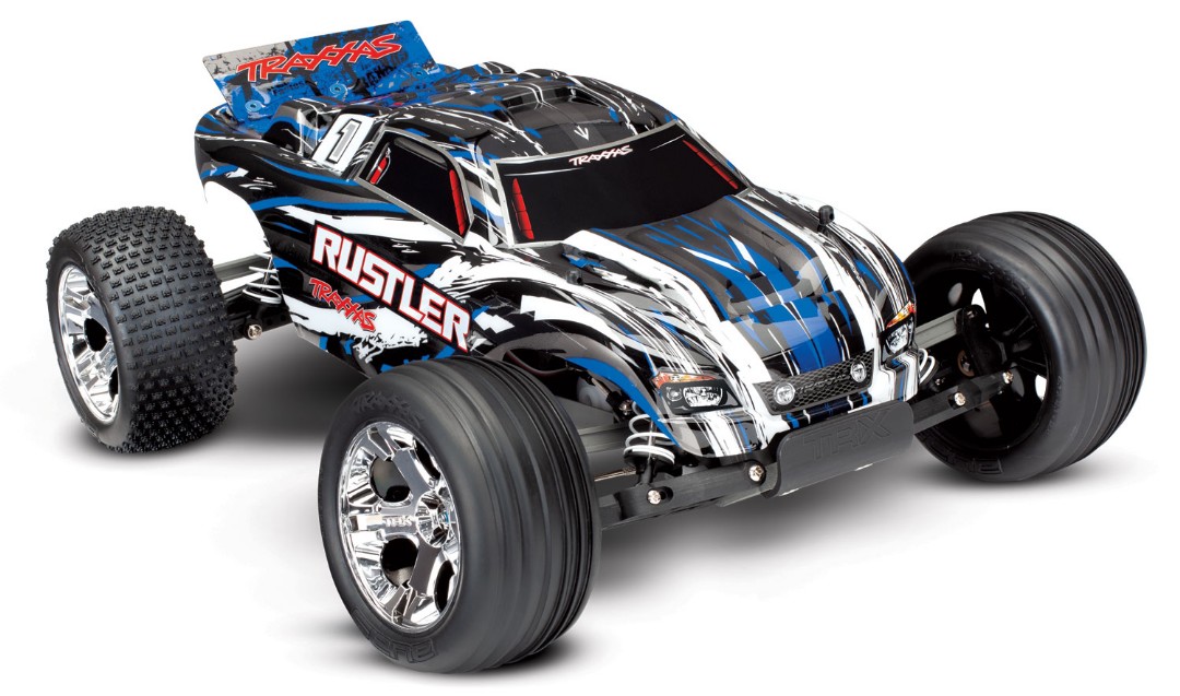 Traxxas Rustler Brushed 1/10 RTR Stadium Truck BlueX, XL-5 ESC, 12t motor, 7 cell NiMH battery, 4A DC charger