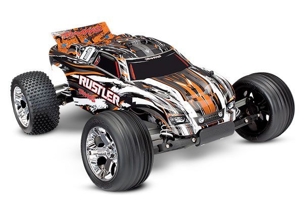 Traxxas Rustler Brushed 1/10 RTR Stadium Truck Orange, XL-5 ESC, 12t motor, 7 cell NiMH battery, 4A DC charger