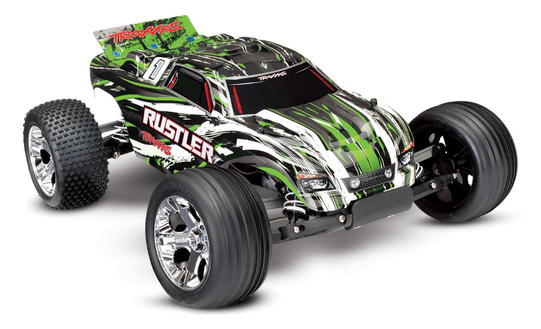 Traxxas Rustler: 1/10 Scale Stadium Truck, Fully-Assembled, Waterproof, Ready-To-Race, with TQ 2.4GHz Radio System, XL-5 Electronic Speed Control, and ProGraphix Painted Body - Green Requires: Battery